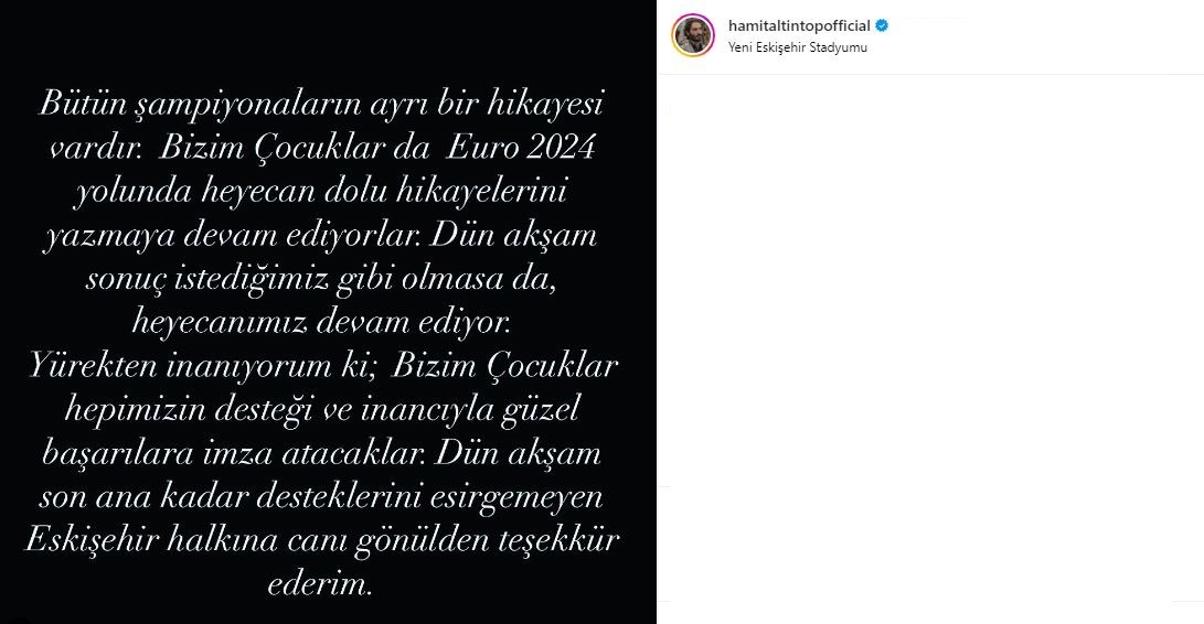 Hamit Altıntop: “Sonuç istediğimiz gibi olmasa da heyecanımız devam ediyor”