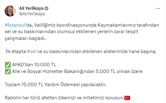 Selden etkilenen ailelere para yardımı yapılacak! Selden etkilenen ailelere para yardımı yapılacak!