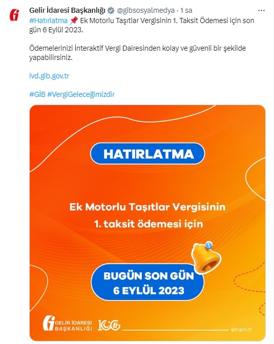 Ek MTV ödemesinde son gün! Gelir İdaresi Başkanlığı Açıklama Yaptı Ek MTV ödemesinde son gün! Gelir İdaresi Başkanlığı Açıklama Yaptı