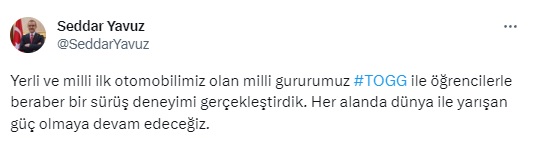 Vali Seddar Yavuz, TOGG'la öğrencileri gezdirdi Vali Seddar Yavuz, TOGG'la öğrencileri gezdirdi