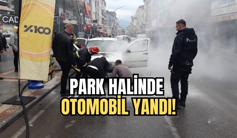 Park halinde otomobil yandı!