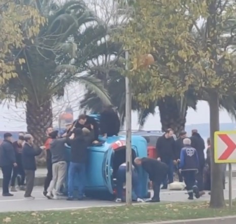 Kartal’da kaza yapan araç takla attı: 1 yaralı