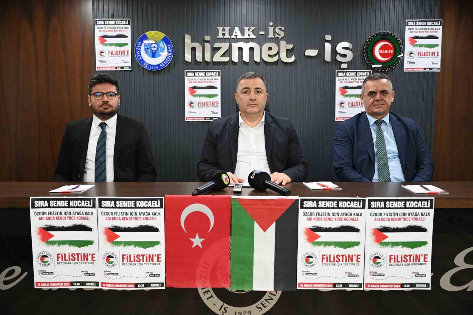HAK-İŞ’ten Kocaeli’de Filistin’e destek mitingi