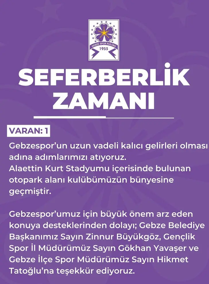 Gebzespor’da ‘Otopark’ muamması! Gebzespor’da ‘Otopark’ muamması!