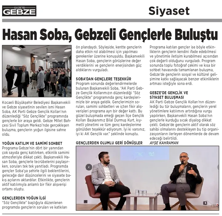 HASAN SOBA, GEBZELİ GENÇLERLE BULUŞTU