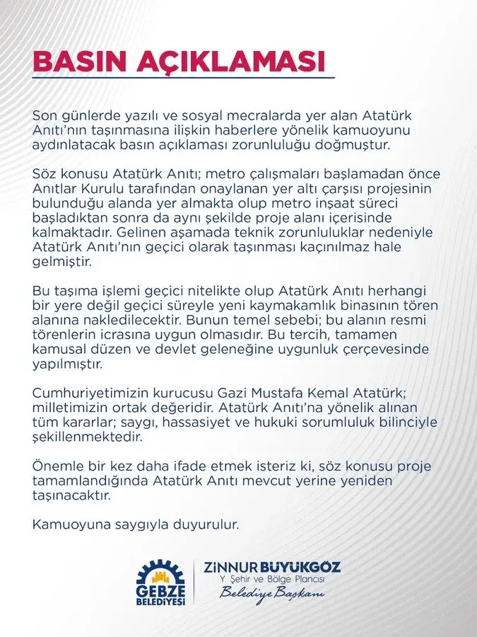 BÜYÜKGÖZ’DEN ANIT AÇIKLAMASI