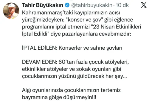 Kocaeli 23 Nisan Etkinlikleri: Büyükakın ‘Konserler İptal, Atölyeler Devam Ediyor’