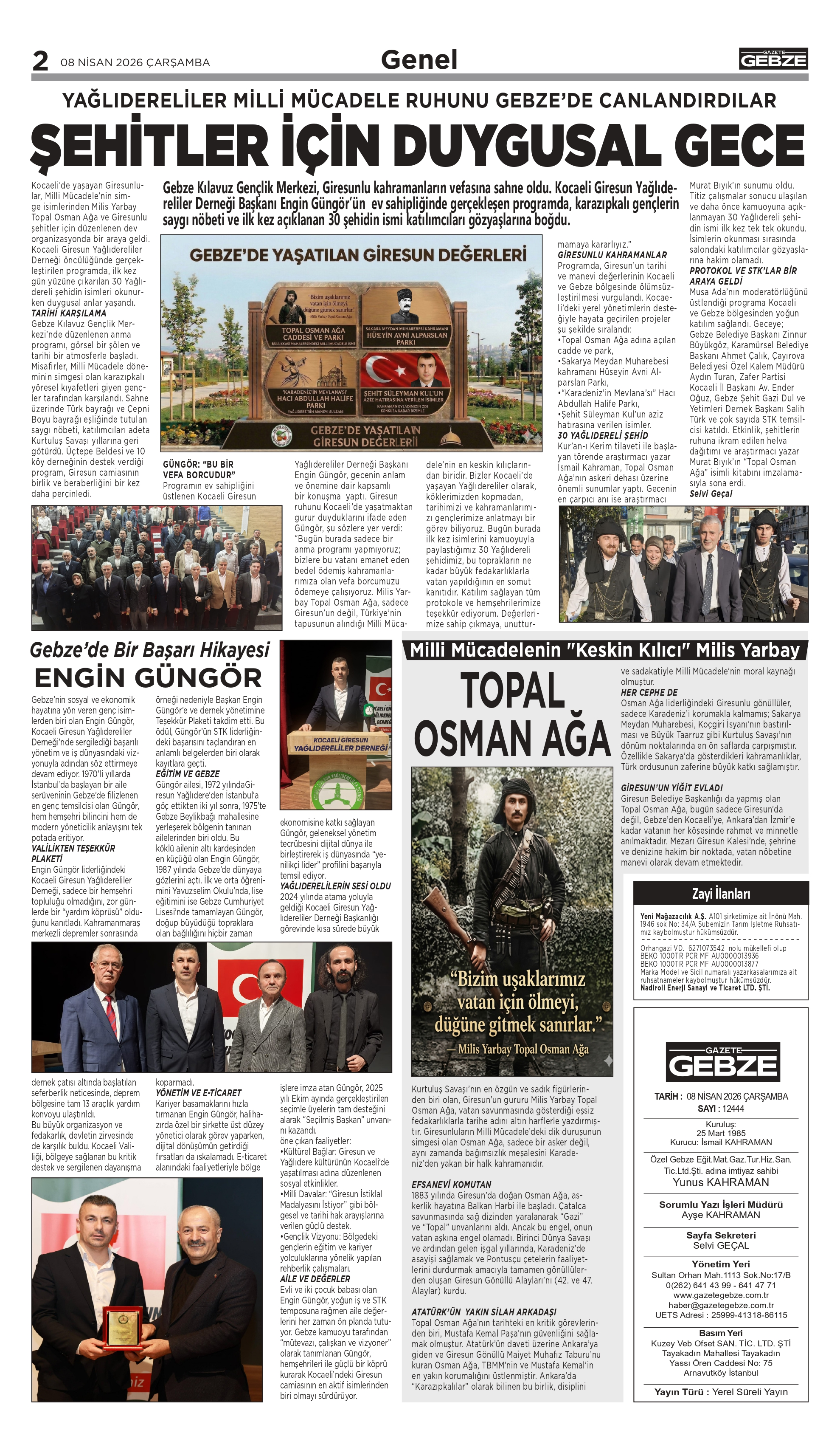 ŞEHİTLER İÇİN DUYGUSAL GECE