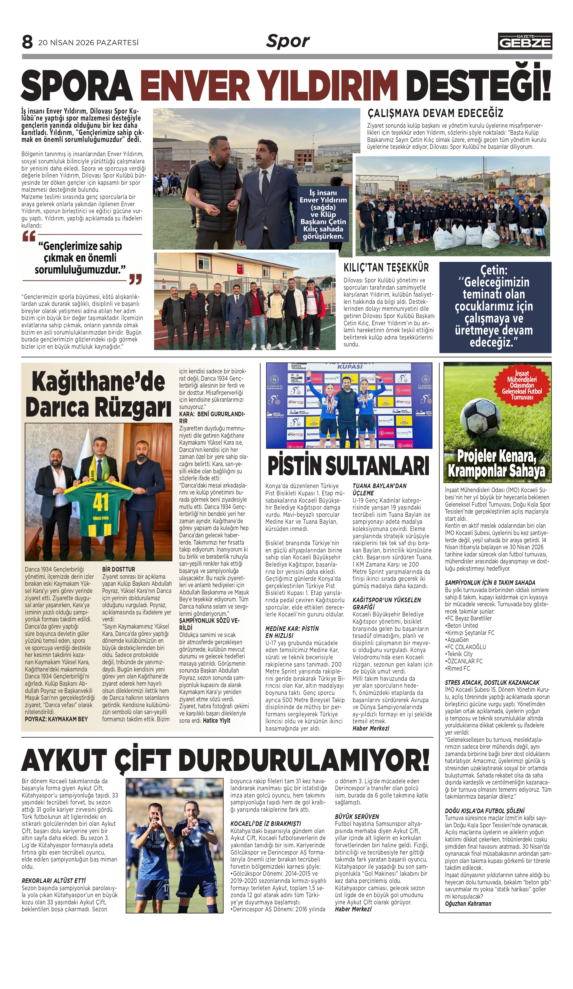 SPORA  ENVER YILDIRIM DESTEĞİ!