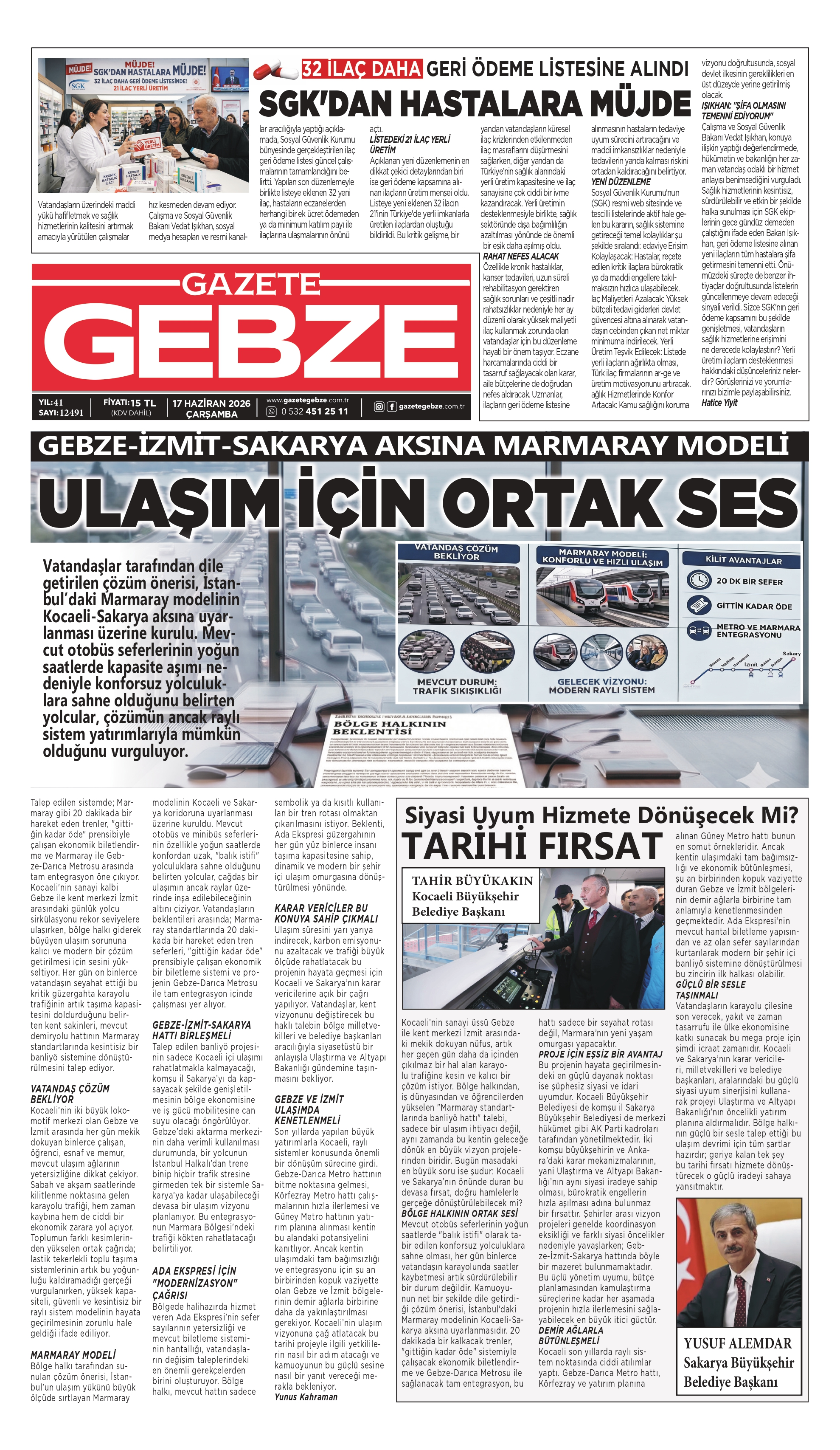 GEBZE - İZMİT - SAKARYA AKSINA MARMARAY MODELİ GEBZE - İZMİT - SAKARYA AKSINA MARMARAY MODELİ