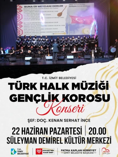 İzmit Belediyesi Türk Halk Müziği Gençlik Korosu Konseri 22 Haziran’da