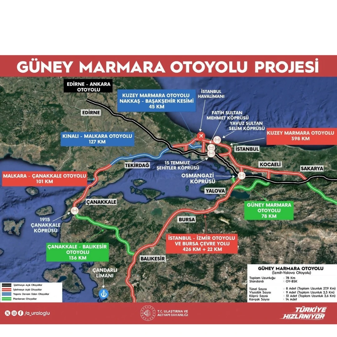 GÜNEY MARMARA OTOYOLU PROJESİ'NDE DEV ADIM TEKNİK DETAYLAR BELLİOLDU GÜNEY MARMARA OTOYOLU PROJESİ'NDE DEV ADIM TEKNİK DETAYLAR BELLİOLDU