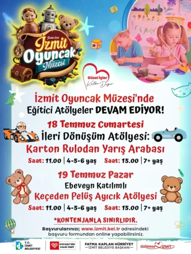 İzmit Oyuncak Müzesi’nde Ücretsiz Hafta Sonu Çocuk Atölyeleri Devam Ediyor