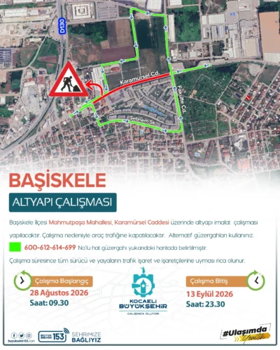 Kocaeli Başiskele Karamürsel Caddesi Trafiğe Kapatılıyor: Altyapı Çalışması Başlıyor