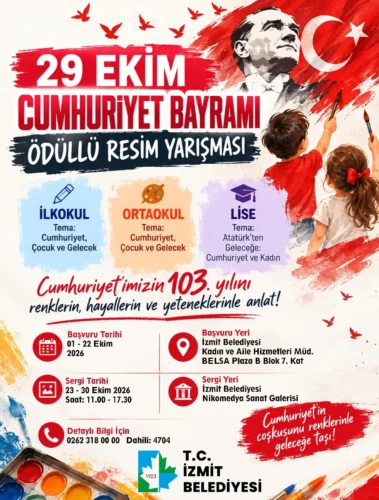 İzmit Belediyesi’nden 29 Ekim Cumhuriyet Bayramı Temalı Ödüllü Resim Yarışması