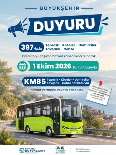 Kocaeli Gebze Kırsal Ulaşımda Hat Değişikliği: 397 Artık KM85