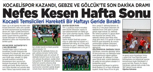 KOCAELİ TEMSİLCİLERİ HAREKETLİ BİR HAFTAYI GERİDE BIRAKTI: KOCAELİSPOR KAZANDI, GEBZE VE GÖLCÜK NEFES KESTİ