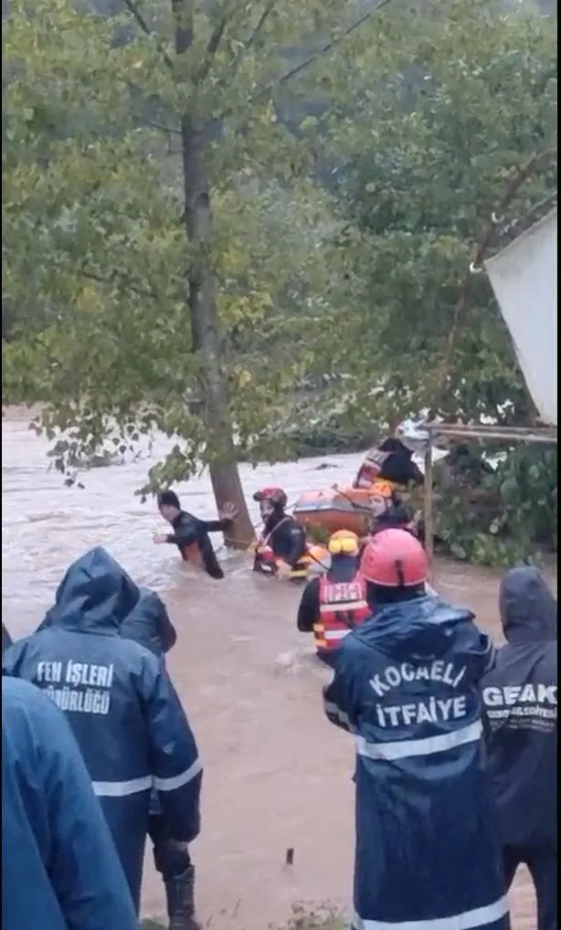 Sel sularına kapıldı, ağaca tutundu: Gebze’den kurtarıldı