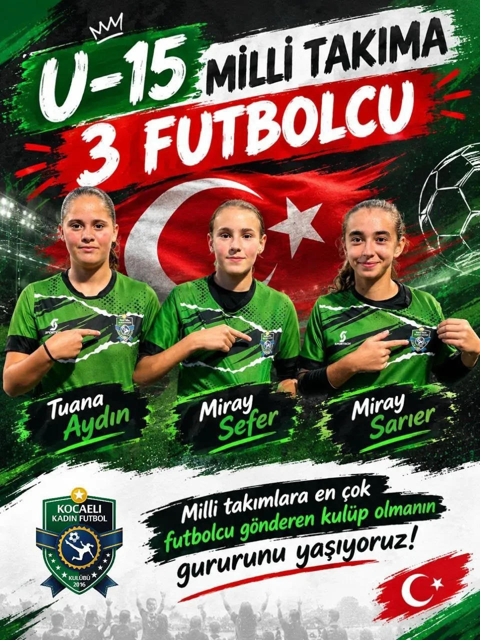 Kocaeli Kadın FK, Üç Oyuncusunun Milli Gururunu Yaşıyor