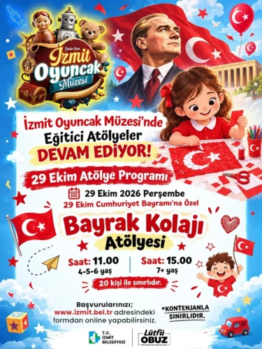 Cumhuriyet Bayramı coşkusu İzmit Oyuncak Müzesi atölyesinde