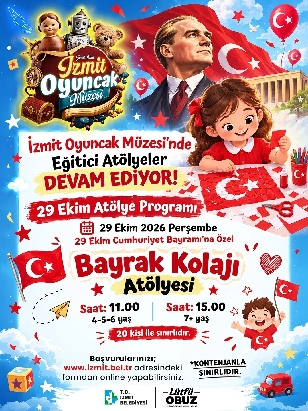 Cumhuriyet Bayramı coşkusu İzmit Oyuncak Müzesi atölyesinde