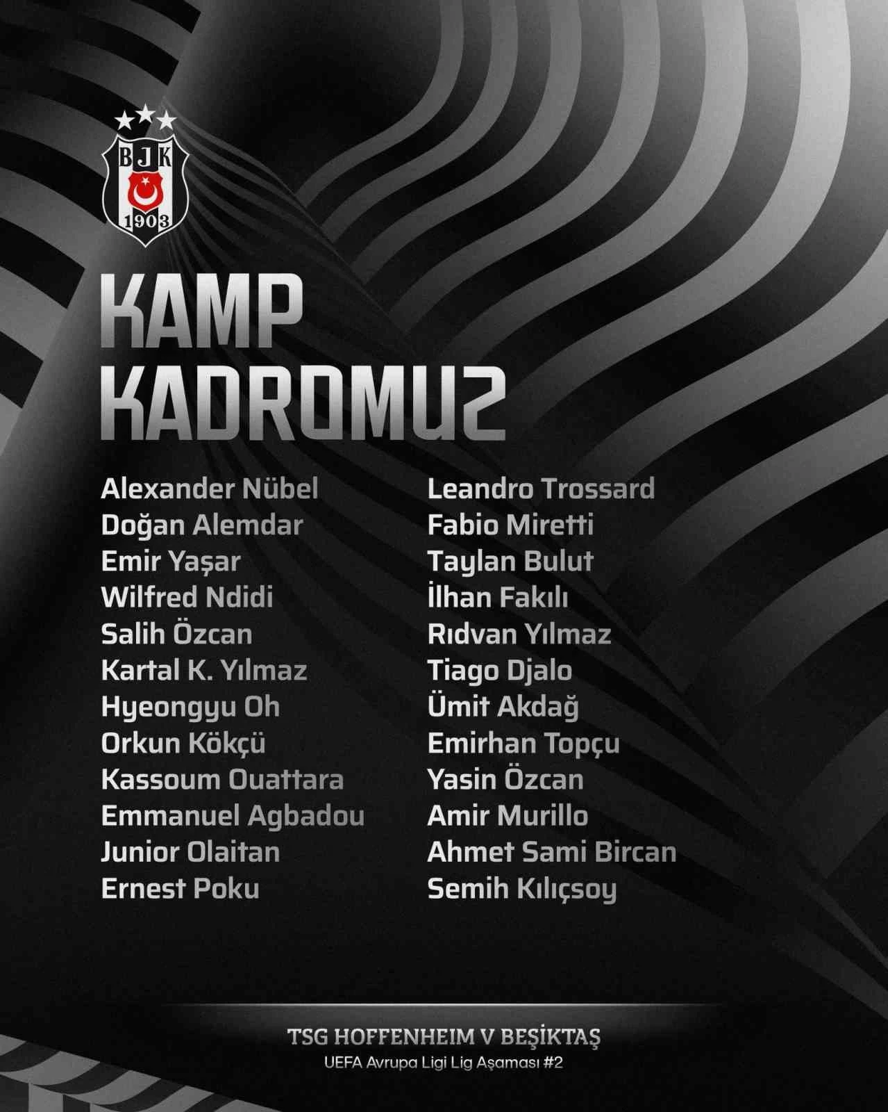 Dusan Vlahovic Şoku! Beşiktaş’ın Hoffenheim UEFA Avrupa Ligi Kadrosu Açıklandı