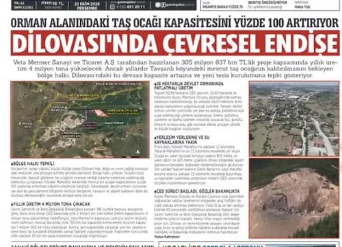 DİLOVASI KÖSELER MUHTARI ÖNDER DURMAZ’DAN TAŞ OCAĞI İSYANI